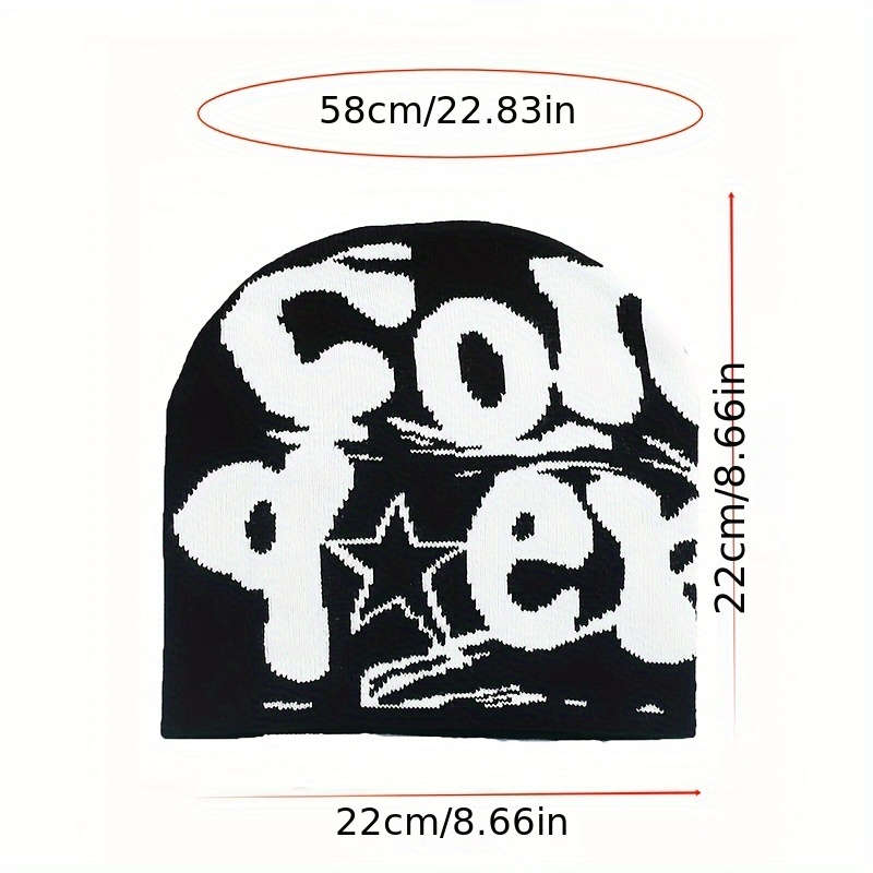 1pc Unisex Knit Beanie Trendy cope Letter Design Windproof Street Style Hat for All Season