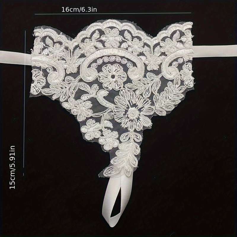 1 Pair Red White Lace Fingerless Bridal Gloves