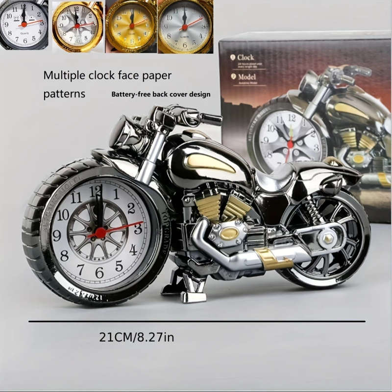 1pc Retro Motorcycle Alarm Clock Vintage Desk Accessory with Multi-Face Mode Plastic Material Sleep