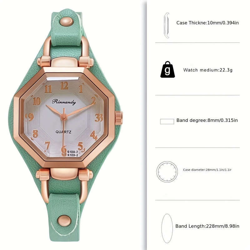 1pc Rimondy Casual Quartz Wrist Watch for Women Fashionable Analog-Digital Display Alloy Case and