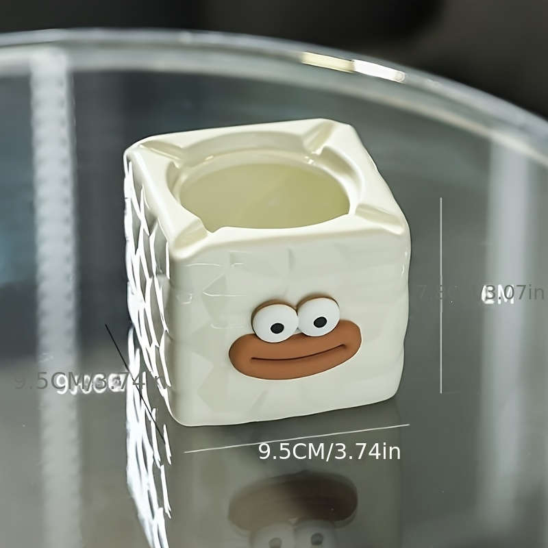 1pc Creative Cute Ceramic Ashtray Square Shape Contemporary Style High-end Tabletop Decoration