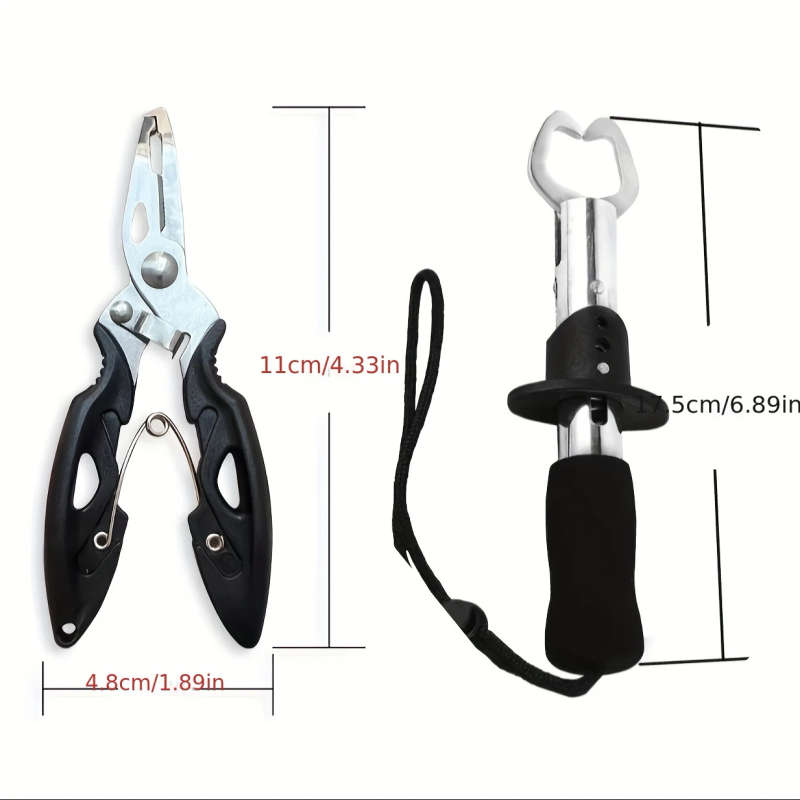 2pcs Set Stainless Steel Fishing Pliers Multifunctional Angler's Tool Set with Long Handle Fish Grip