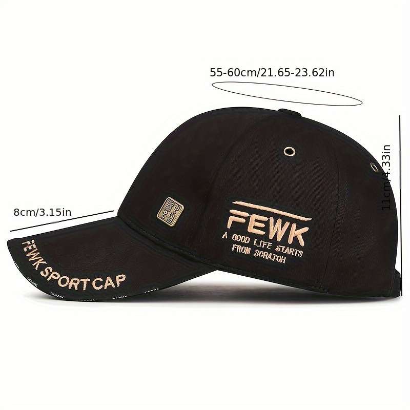 1pc FEWK Unisex Baseball Cap Breathable Polyester Adjustable Fit Embroidered Logo Golden Ba