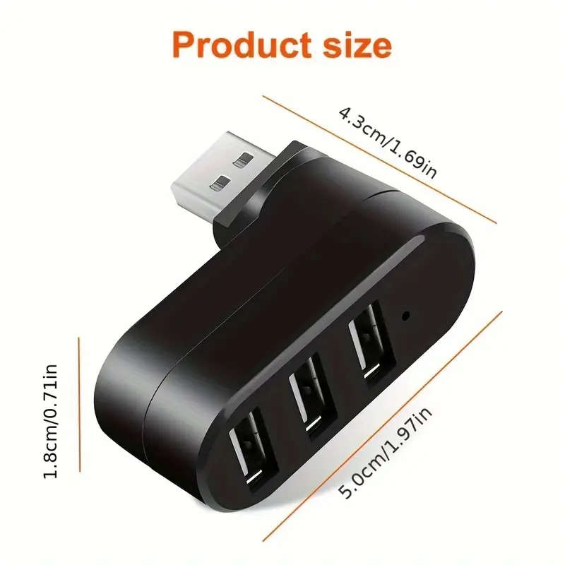 1pc High Quality For Laptop For PC Hub USB Rotate Splitter Mini Adapter 3 Ports