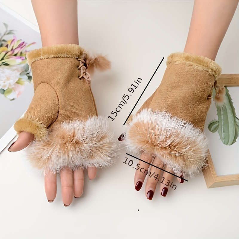 1 Pair Khaki Warm Gloves