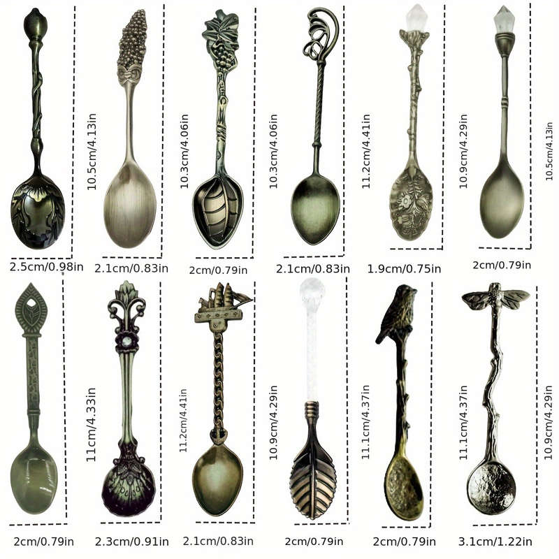 12pcs 1 Set Retro Small Boutique Coffee Spoon Luxury Aristocratic Small Spoon Seasoning Spoon S
