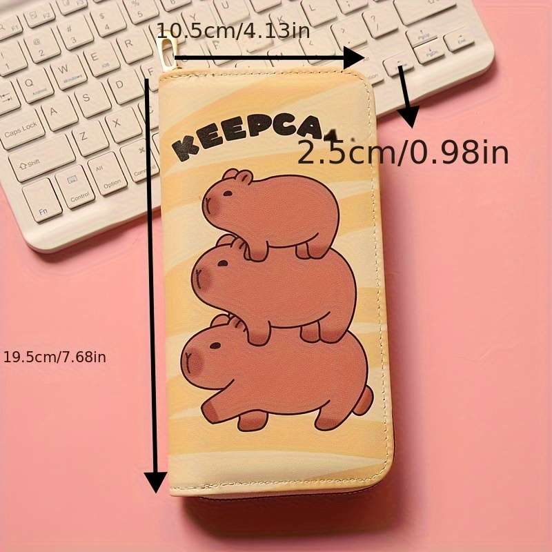 1pc Capybara-Themed Long Wallet for Girls Women Large Capacity Multi-Card Slots Synthetic Fau