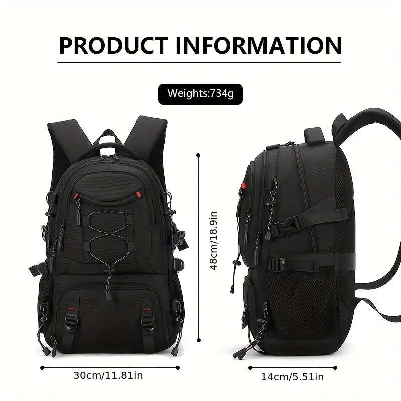 1pc Large Capacity Laptop Backpack with Shoe Storage Casual Polyester Travel Bag Outdoor Hiking Ruck
