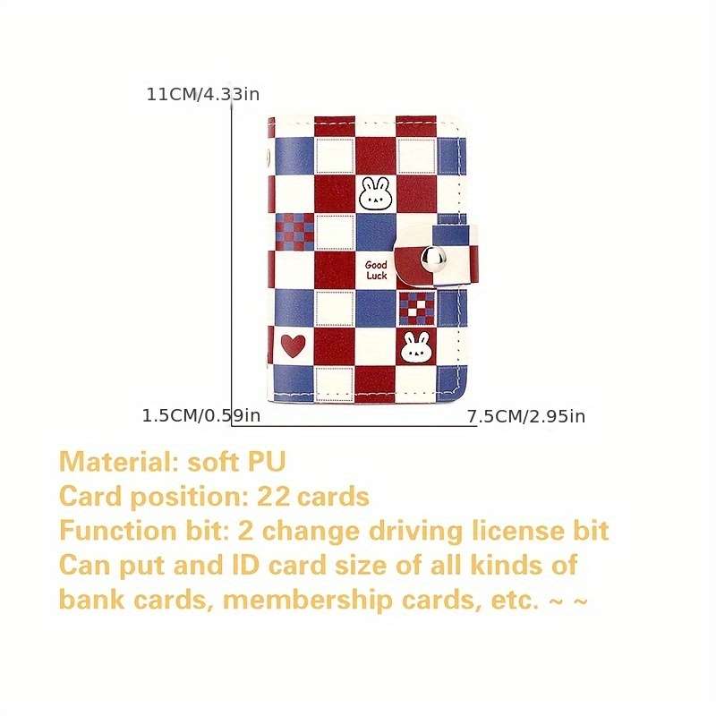 1pc Women'S Credit Card Holder Casual Style Synthetic Faux Leather Card Case with Snap Closure La