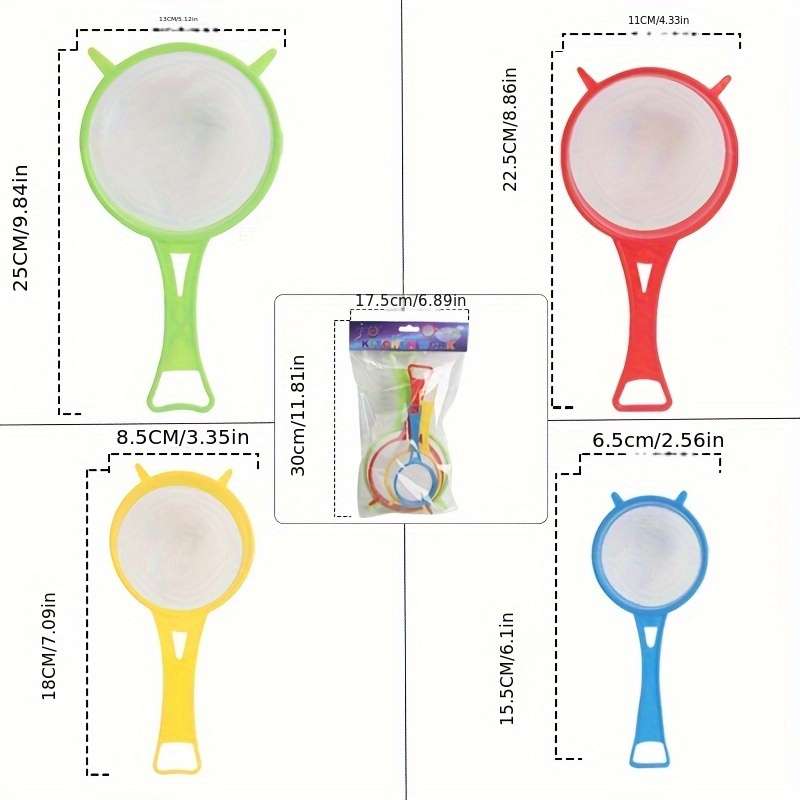 4pcs Set of Classic Plastic Handheld Flour Sieves for Home Baking in The Kitchen.
