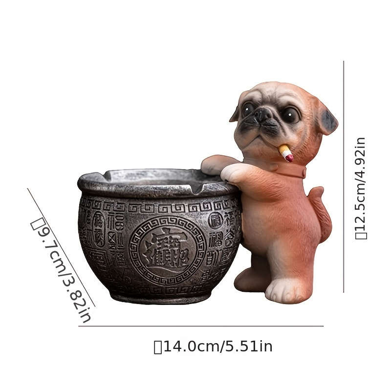 1pc Unique Resin Pug Ashtray Creative Cartoon Dog Design for Home Office Hotel Decor Per