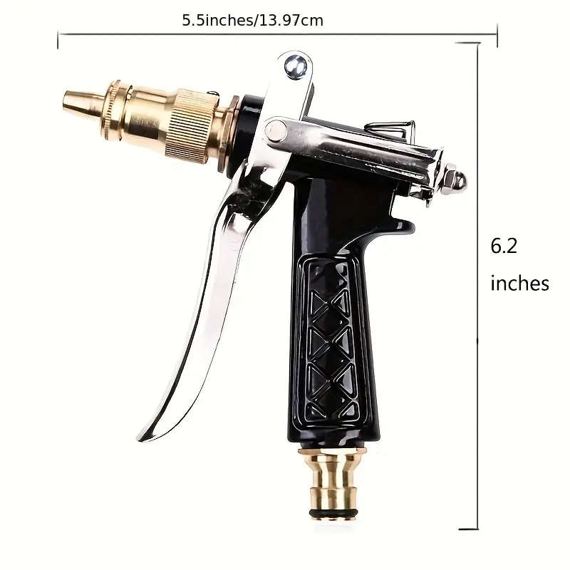 1pc High-Pressure Power Washer Gun Durable Copper Black Metal Manual Operation Ideal for Car Washing