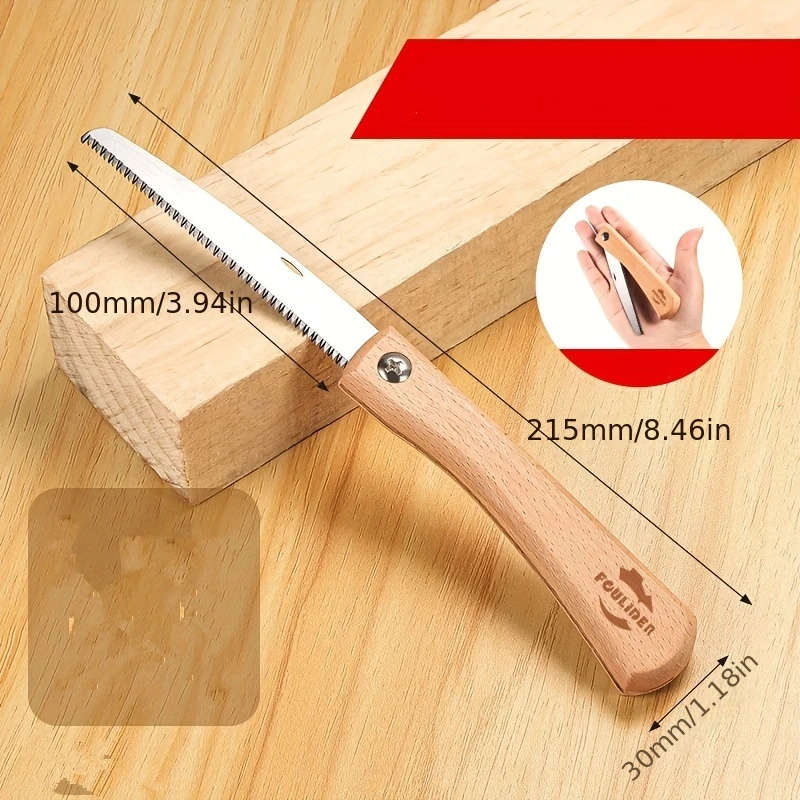 1Pc Portable Sk5 Carbon Steel Folding Hand Saw With Wooden Handle German Engineered Ideal For Campin