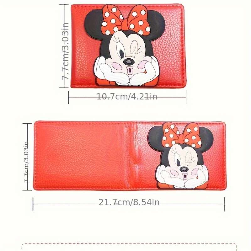 1pc Disney Mickey Minnie Mouse Card Holder C Black Red Design Compact Drivers License Credi