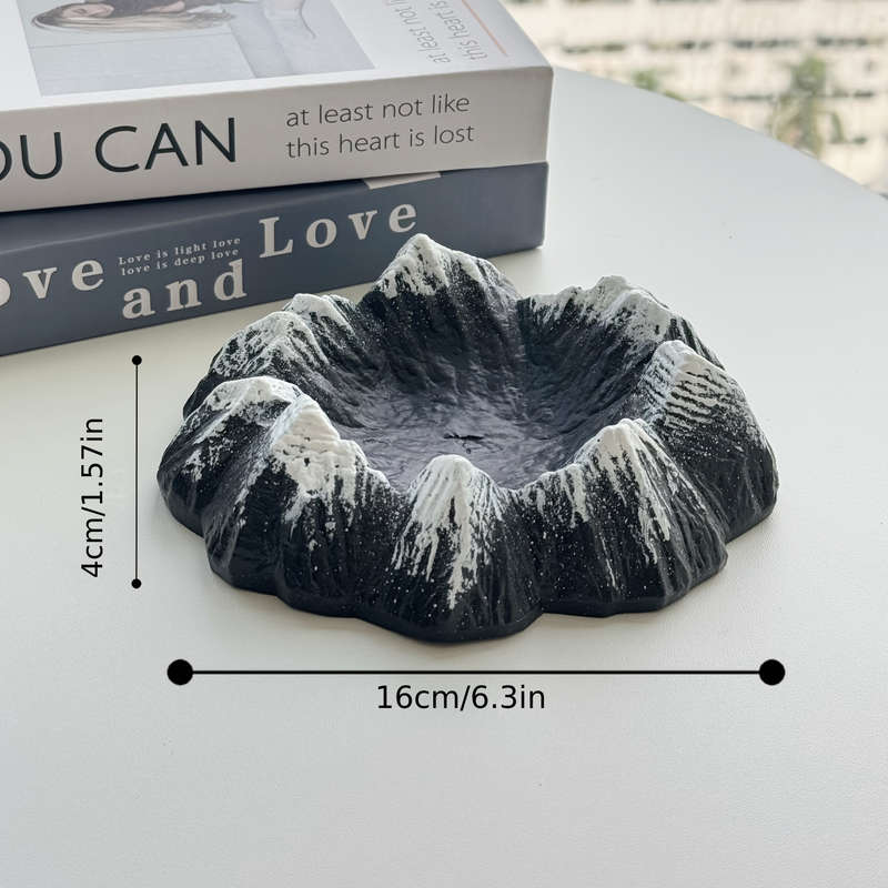 1pc Volcano Mountain Ashtray Rustic Plastic Irregular Shape Desktop Decor No Electricity Needed