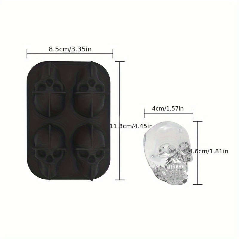 1pc Skull-Shaped Silicone Ice Cube Tray 4-Cavity DIY Mold for Whiskey Cocktails Perfect fo