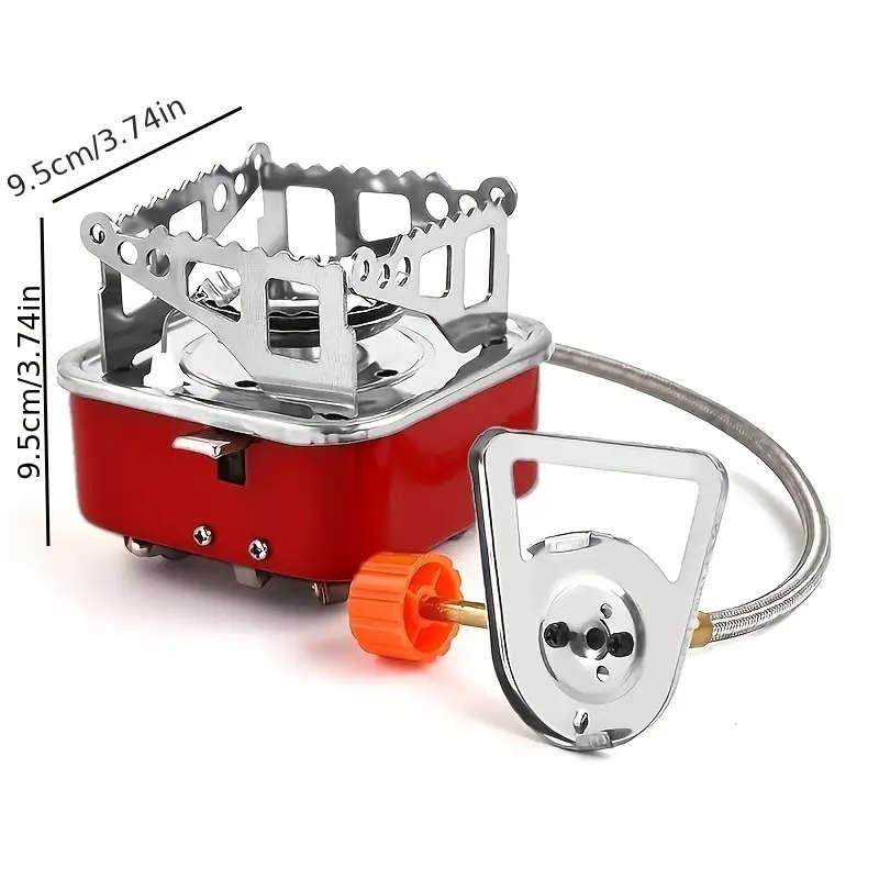 1pc Portable Stainless Steel Camping Gas Stove with Electric Ignition Windproof Sturdy Support