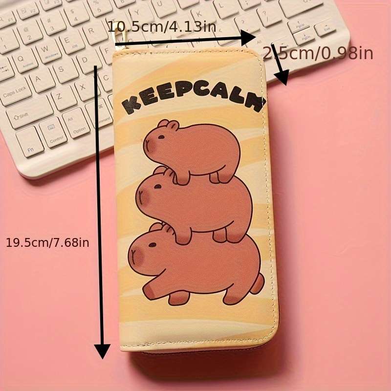 1pc Capybara-Themed Long Wallet for Girls Women Large Capacity Multi-Card Slots Synthetic Fau