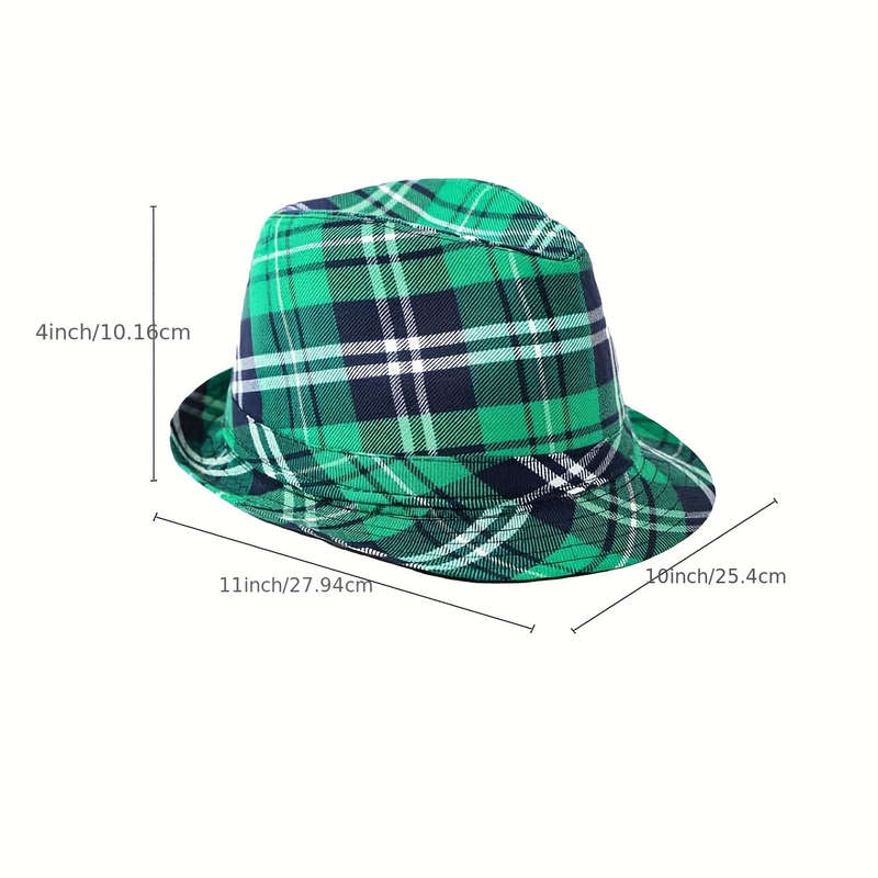 1pc St. Patrick'S Day Green Checkered Hat and Irish Party Accessories Set Men'S and Women'S Hats 1p