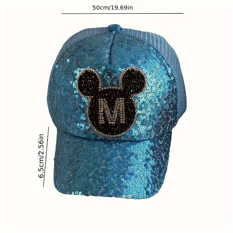 1pc 1 Disney Mickey Spring Summer baseball cap Sun shade cap Sun Shield Breathable Korean sequin me