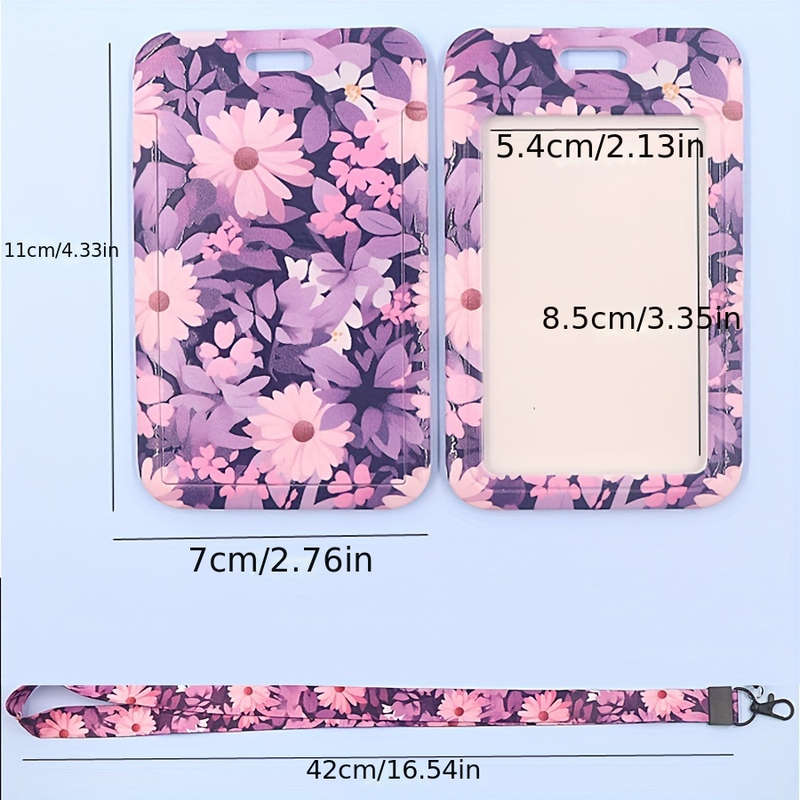 1pc Floral Patterned ID Card Holder Inspired Design Durable Plastic Material