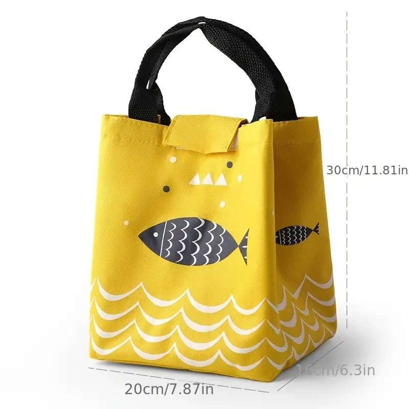 1pc Animal Theme Oxford Cloth Insulated Lunch Bag Waterproof Thermal Tote for Students Office Worker