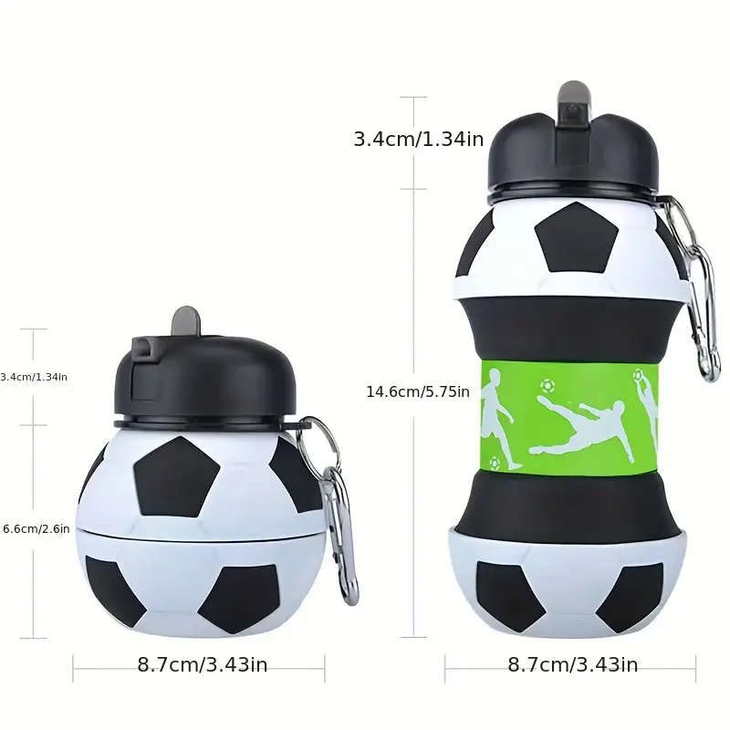 1pc Foldable Silicone Sports Water Bottle Portable High-Temperature Resistant BPA-Free Leak-Proof wi
