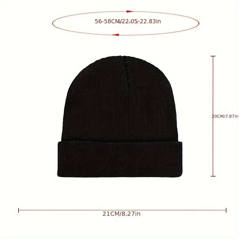 1pc Men's Hip Hop Style Black Knit Beanie with Cross Pattern Warm Stretchy Machine Washable