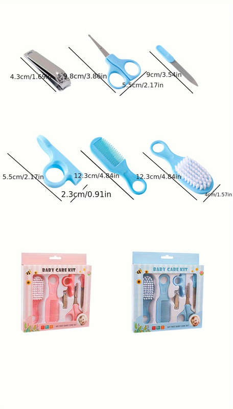 6pcs/set Comb Brush Nail Clipper Scissors Set Manicure Pedicure Tool Set
