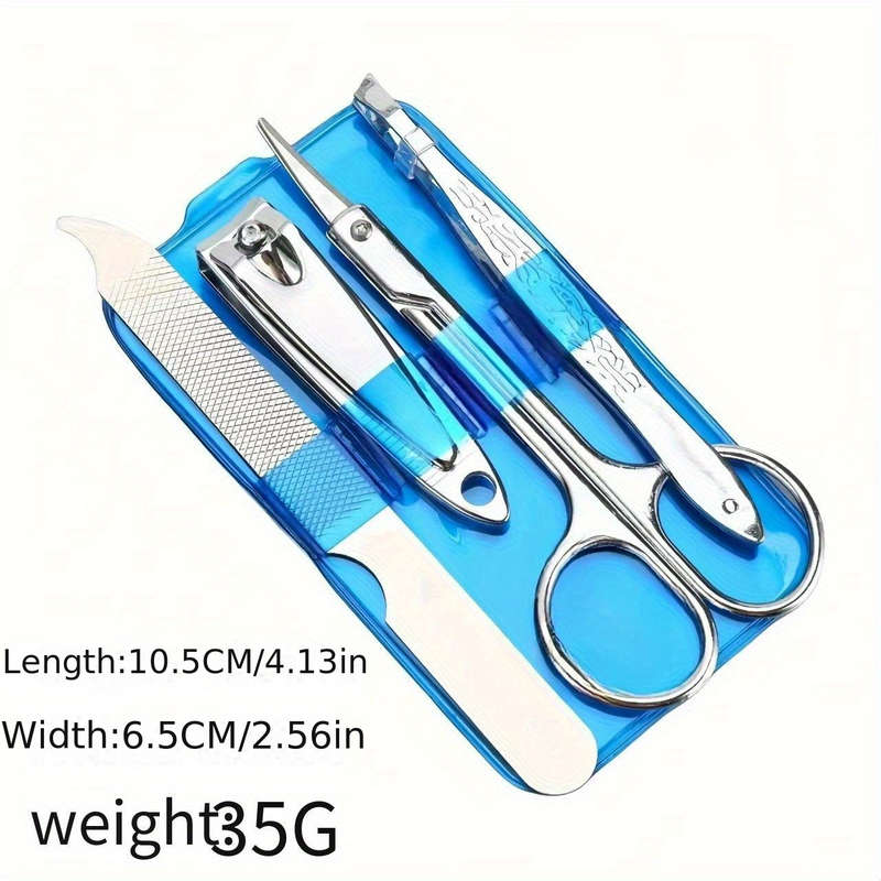 4pcs Stainless Steel Nail Care Kit Professional Manicure  Pedicure Tools Set with Patterned