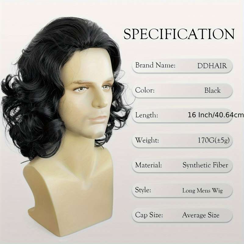 1Pc Black 40.64cm Fashion Design Wig