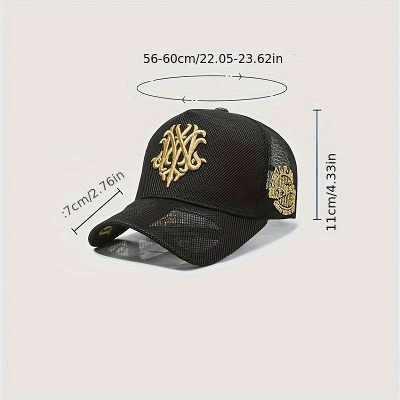 1pc Breathable Mesh Baseball Cap with Embroidered Logo Stylish Unisex Trucker Hat for Outdoor Lei