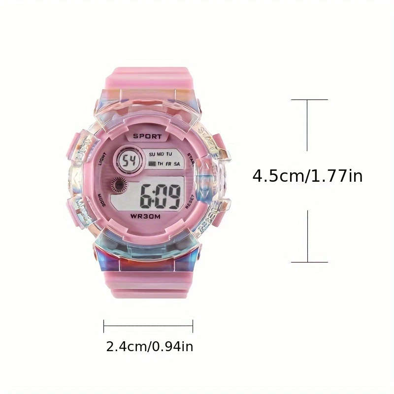 1pc Sport Style Digital Wrist Watches with Stopwatch Date Round Face Electronic Movement Silica Gel
