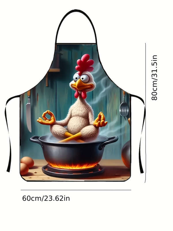 1pc Cartoon Chicken Apron for Men Women 100% Polyester Non-Stretch Woven Fabric Regular Fi