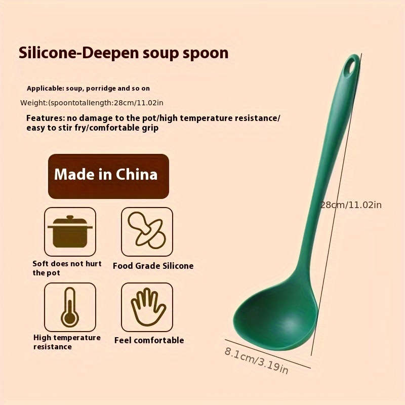 3pcs dark green silicone kitchenware set silicone spatula spoon slotted spoon heat resista