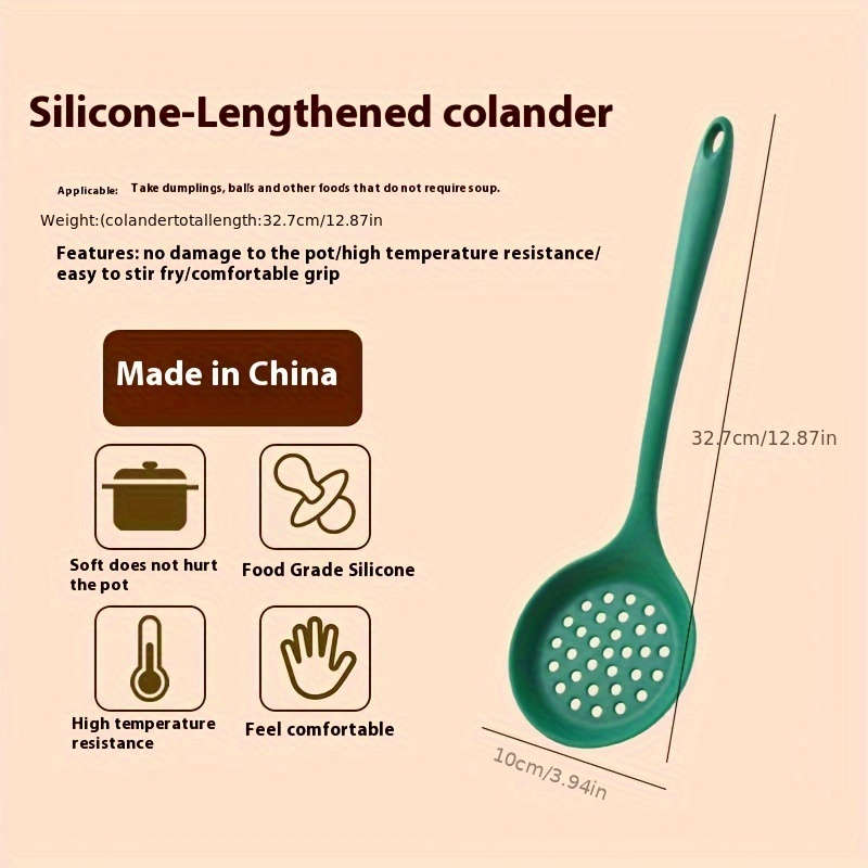 3pcs dark green silicone kitchenware set silicone spatula spoon slotted spoon heat resista