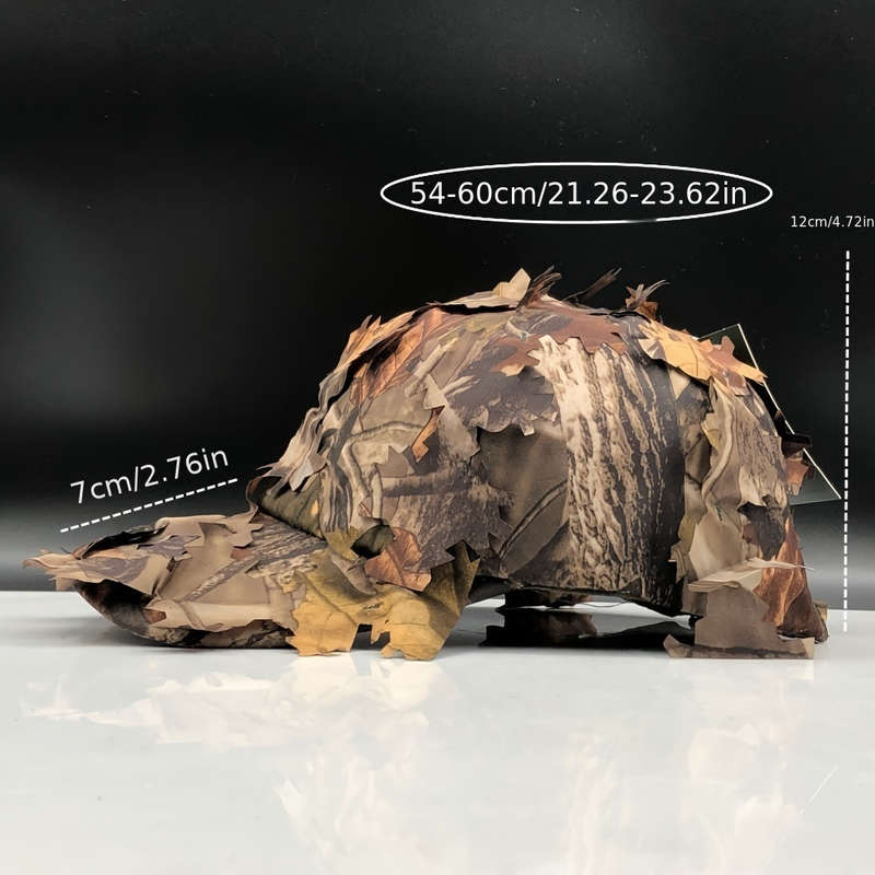 1pc 3D Leaf Camouflage Baseball Cap Tactical Hunting Hat Adjustable Size 54-60cm 21.26-23.62in O