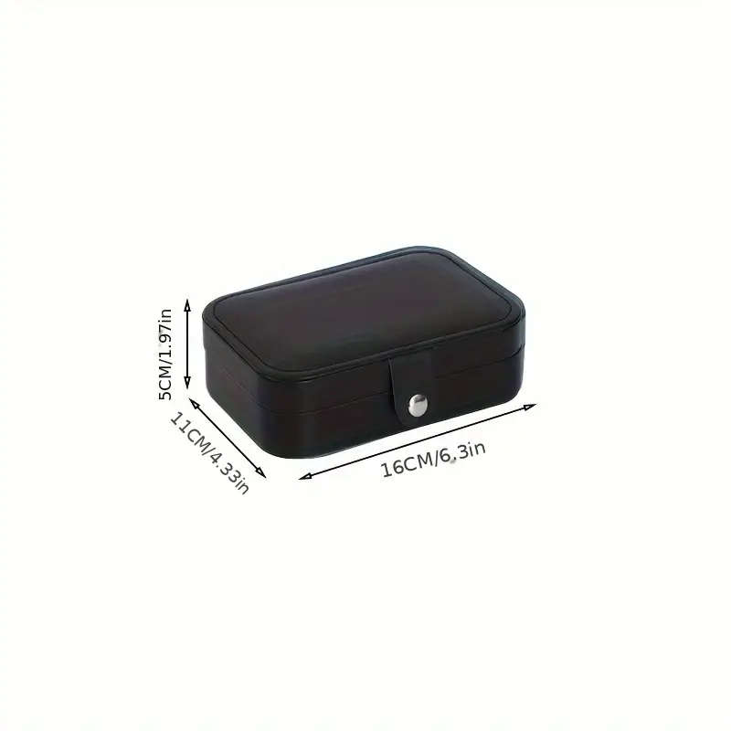 1pc Elegant Portable Faux Leather Jewelry Organizer Navy Blue Cream Double-Layered Travel Case with