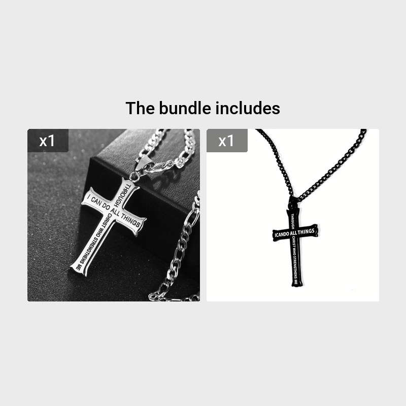 1 Piece Golden Add Blackx2 Jesus Theme Pendant
