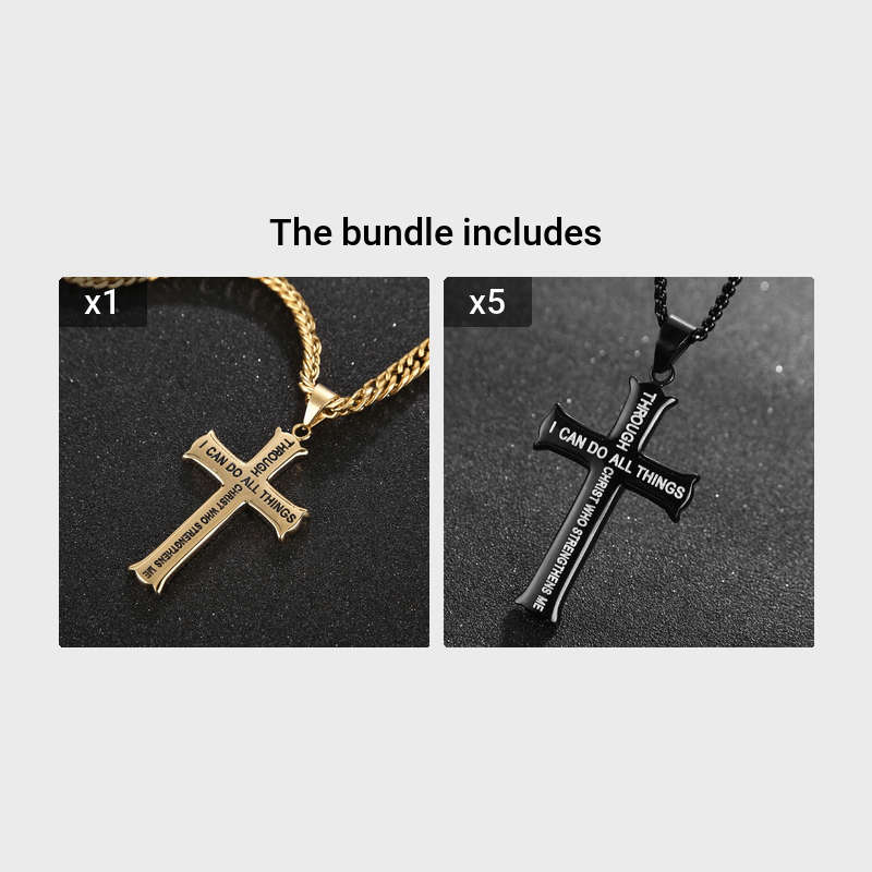 1 Piece Golden Add Blackx5 Jesus Theme Pendant