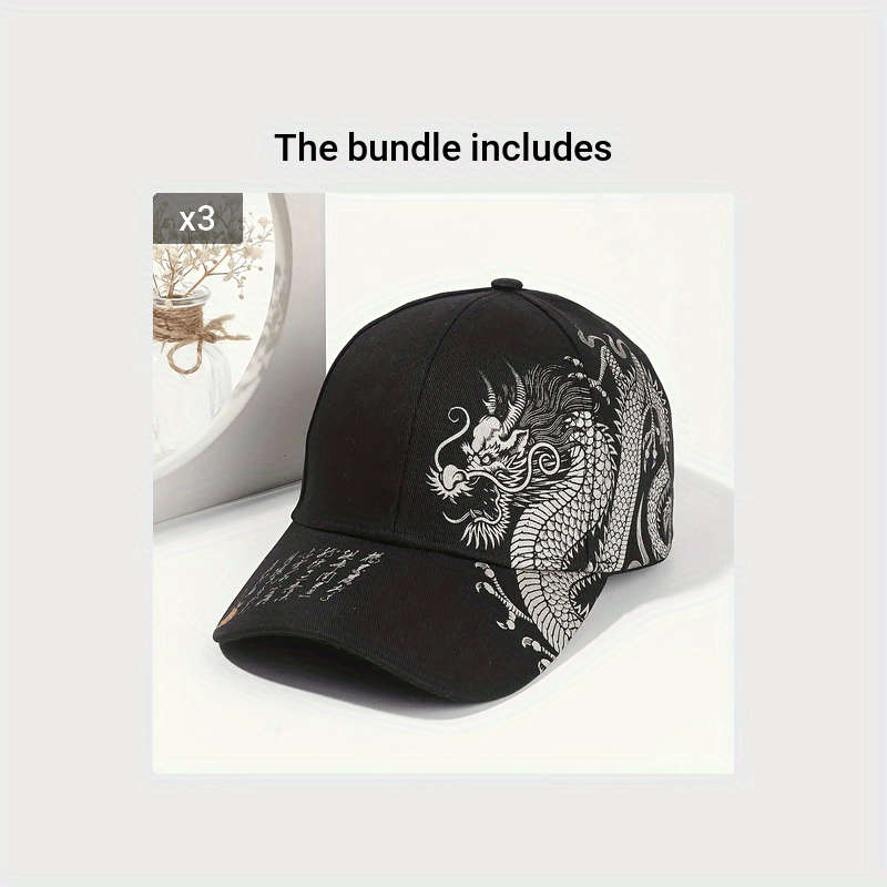 1pc Chinese Style Oriental Dragon Print Baseball Cap