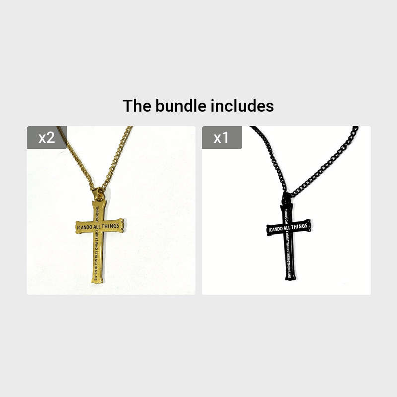 1 Piece Golden Add Blackx2 Jesus Theme Pendant