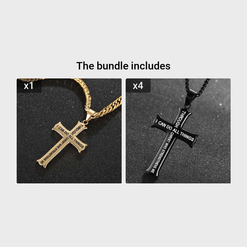 1 Piece Golden Add Blackx4 Jesus Theme Pendant