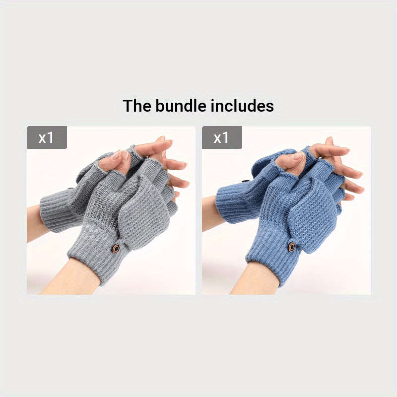 1 Pair Light Grey Warm Gloves