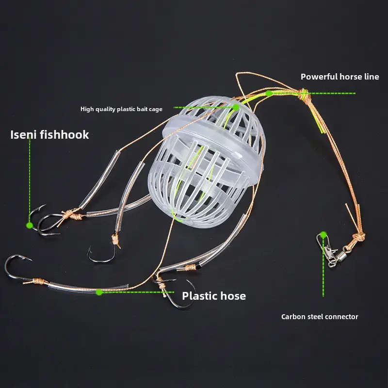 1pc Durable Carbon Steel Fishing Hooks with Bait Cage Strong Lightweight Tackle for Anglers