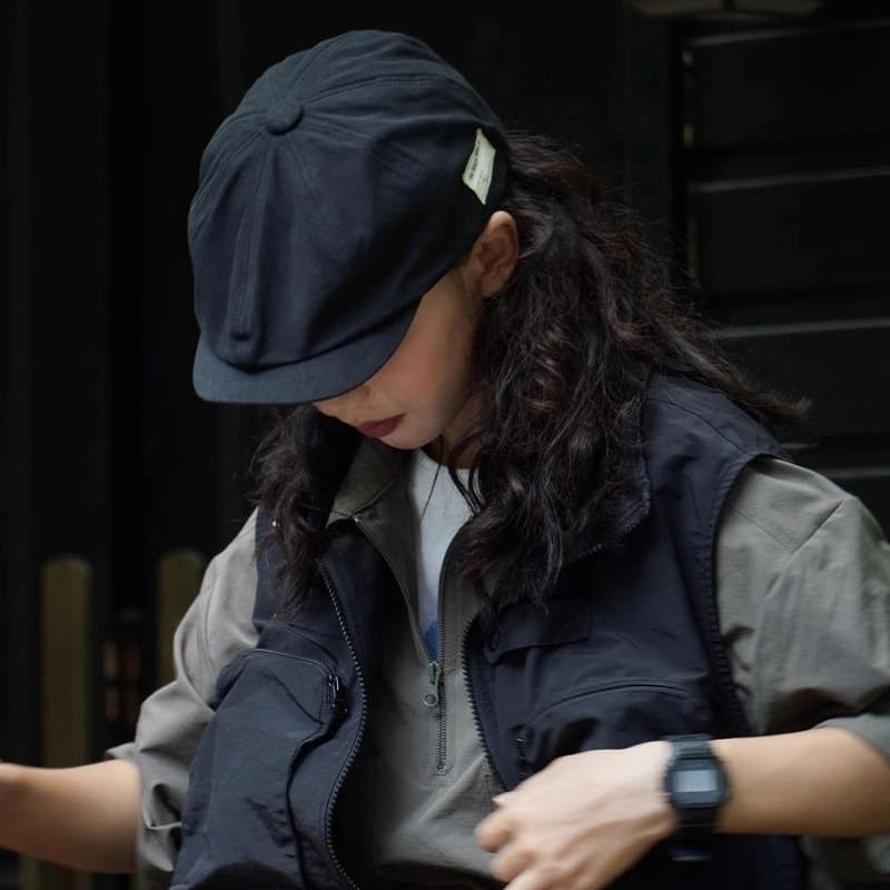 1pc Japanese Vintage-Inspired Flat Cap for Couples Lightweight Stretchy Hand Washable Ideal fo