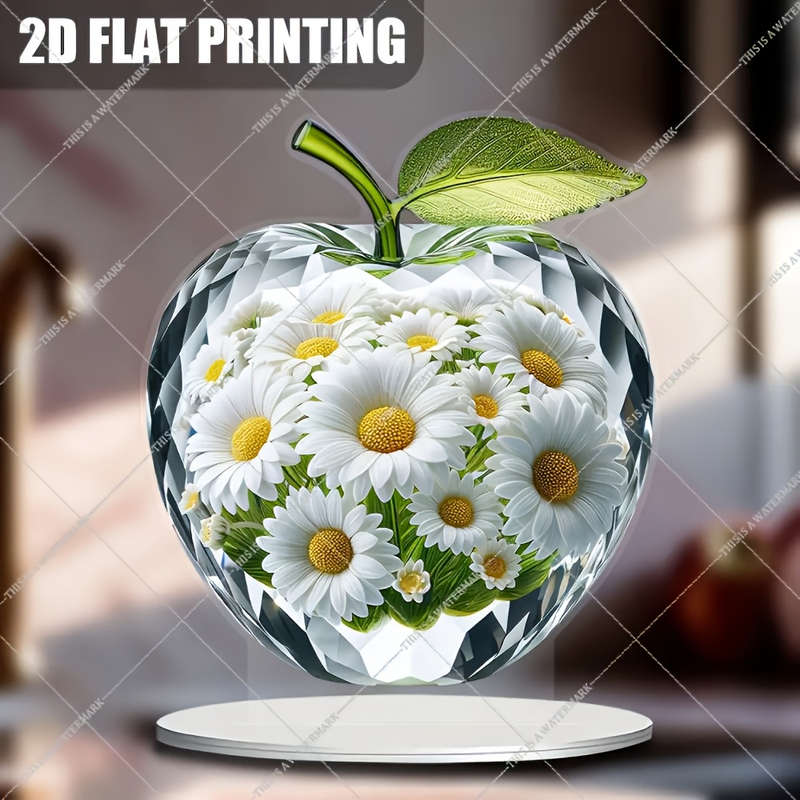 1pc 2D Flat   Crystal Apple Catcher Decoration Tabletop Glam Acrylic No Text  Plane Craft E