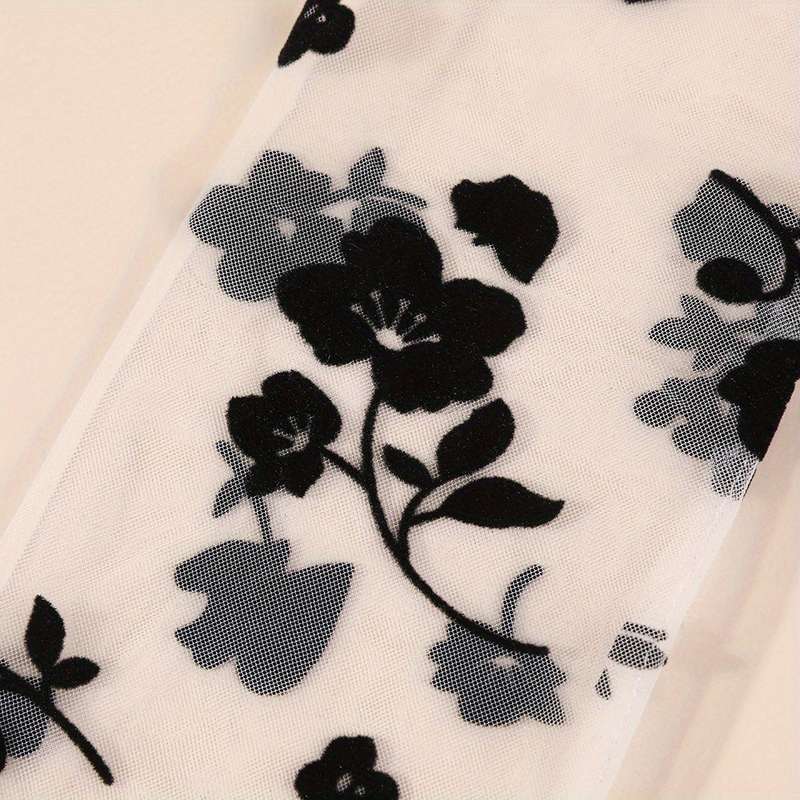 1 Pair Black Retro Rose Long Lace Gloves