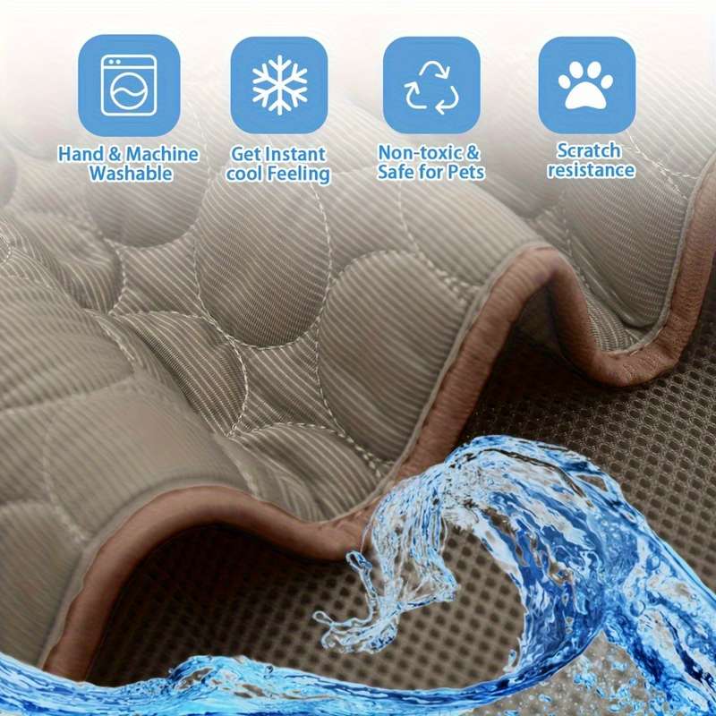 1PC Pet Mat Ice Sliky Fiber Fabric Cooling Mat Coffee Color Size Size  50 x 40 cm
