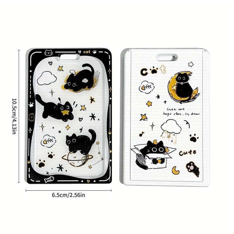 1pc Adorable Star Cat Pendant ID Card Holder with Delicate Spring Rope Accessory Cute and Functio